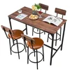VEVOR Komplet barske mize in stolov 5-delni 1200x600x915 mm oreh črna
