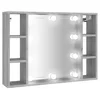 Vidaxl Omarica z ogledalom in LED lučkami siva sonoma 76x15x55 cm