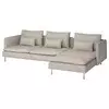 SÖDERHAMN Sofa 4-sed i lenjivac, Fridtuna svetlobež