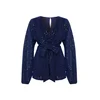 Trendyol Navy Blue Glitter Sequin Tie Detail Short Jumpsuit