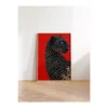WallXpert uramljena slika 115272, crni leopard na crvenoj pozadini, 50 x 70 cm, ram u boji prirodnog drveta