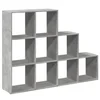 Pregrada/regal za knjige 3 razine sivi 137,5x29x103,5 cm drveni