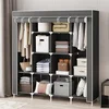 Sklopivi tekstilni ormar / garderober sa policama - 170×45×169 cm, sivi