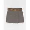 Sinsay - Skort sa pepita dezenom i kaišem od imitacije kože - tamno braon
