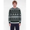 JACK & JONES Pulover JJXMAS SANTA temno zelena/off-bela