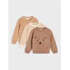Sinsay - Pamučne Crewneck Majice Sa Motivom Psa 3 pack - tamno braon