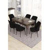 Hanah Home Set Trpezarijski sto i 6 stolica Eva, Crno-braon