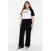 Trendyol Curve Black High Waist Dirty Tie Detailed Wide Leg Jeans