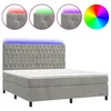 Vidaxl Box spring postelja z vzmetnico LED svetlo siva 180x200cm žamet