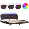 Vidaxl Posteljni okvir z LED brez vzmetnice Hvar temno rjav 200x200 cm blago