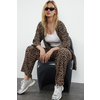 Trendyol Brown Leopard Printed Relaxed Cut Flexible Kimono Knitted Bottom-Top Set