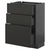 METOD / KNIVSHULT Podni element s 3 fioke, Crnosiva/Nickebo boja antracita, mat, 60x37 cm