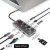 KJB Večportni adapter USB-C z video izhodi in omrežnim priključkom USB-C, 8-v-1