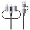 USAMS USB kabel - USB tip C / microUSB / Lightning 1,2 m srebrn 1 kos.
