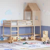 Krevet na kat s ljestvama i krovom 80x200 cm od borovine