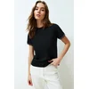 Trendyol Black Stone Accessory Detailed Regular Pattern Knitted T-Shirt