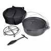 Vidaxl Litoželezni lonec Dutch Oven 5,6 L z dodatki