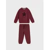 Sinsay - Pamučni komplet: dukserica i pantalone - burgundy