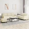 3-dijelni set sofa s jastucima krem od umjetne kože