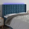 vidaXL LED posteljno vzglavje temno modro 183x16x118/128 cm žamet