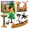 shumee Komplet indijanskih figuric, vaški indijanci, totem za kajak