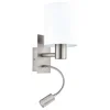 Eglo Pasteri zidna/2, e27, led 3,5w, nikl-mat/bela