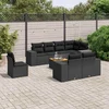 9-dijelni set vrtnih sofa s jastucima crni od poliratana Crna 83 x 62 x 69 cm