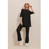 Trend Alacati Stili Ženski komplet majica i pantalone ALC-X10015, Crni