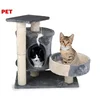 PET Toys mačje drevo in praskalnik za mačke, 2 nivoja, za praskanje/spanje/igranje, 58x50x33cm, sivo-rjavo