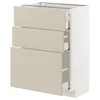 METOD / MAXIMERA Podni element s 3 fioke, bela/Havstorp bež, 60x37 cm