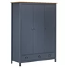 Trokrilni ormar Hill sivi 127 x 50 x 170 cm od masivne borovine