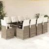 11-dijelni vrtni bistro set od poliratana s jastucima bež