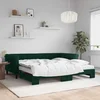 Vidaxl Izvlečna dnevna postelja z vzmetnico tem. zel. 100x200 cm žamet