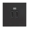 CLASSIA USB UTIČNICA 2×TIP C/230V AC/5V DC/3A 2M CRNA