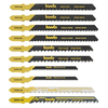 Einhell 10-delni set reznih listova za ubodnu testeru, T prihvat, (3x sitni zub, 3x srednji zub, 3x grubi zub, 2x krivi rez srednji zub, 1x