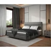 MID.YOU POSTELJA Z VZMETNICO 160 cm x 200 cm , les, tekstil, leseni material siva