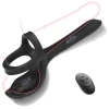 SuperLove Double Penetration 3in1 Vibrating Cock Ring & testicles Stimulator with Remote Black