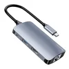 Hub postaja Yesido HB15 USB-C - 2x USB-A, 1x USB-C, 1x SD, 1x TF, 1x RJ45, PD80W, 1000Mbps - siva
