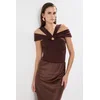 Trendyol Brown Carmen Collar Accessory Knitted Bodysuit