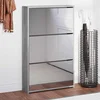 Ormarić za cipele s ogledalom 3razine boja hrasta 63x17x102,5cm