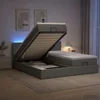 vidaXL Otomanska postelja z vzmetnico in LED Temno siva 200 x 200 cm