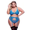 Baci – Tridelni komplet 3213 Plus Size - Modra
