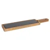 Serving platter, slate, with acacia wood base, 45 x 10.5 cm - Viejo Va