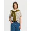 SELECTED Majica SLFESSENTIAL temno rjava / zelena / off-bela