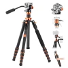 K&F Carbon Fiber Lightweight Camera Tripod with Hydraulic Video Tripod Head O255C4+FH-03