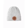 Ombre Mens beanie cap with round embossed patch - broken white