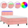 Vidaxl Box spring postelja z vzmetnico LED roza 120x190 cm žamet