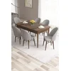 Hanah Home Set Trpezarijski sto i 6 stolica Roz, Sivo-braon
