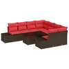 vidaXL vidaXL Vrtna sedežna garnitura z blazino 9 pcs Rjava poli ratan, (5000143059)