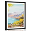 Plakat s paspartujem oljna slika gorskega jezera - 20x30 white